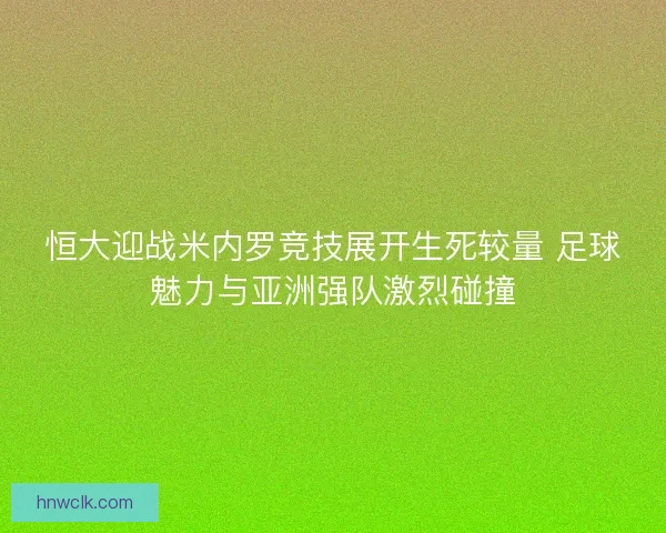 恒大迎战米内罗竞技展开生死较量 足球魅力与亚洲强队激烈碰撞
